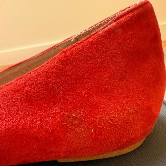 Anthropologie Knotted Bow Flats – Red Suede with Plaid Detail - Picture 12 of 16
